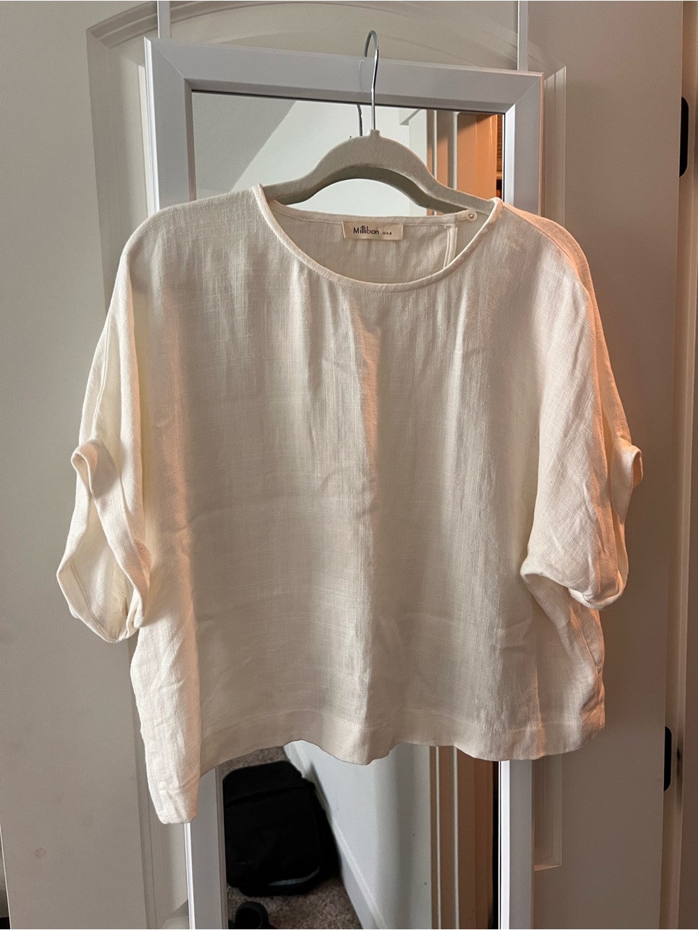 Millibon Cream Open-Back Linen Top
